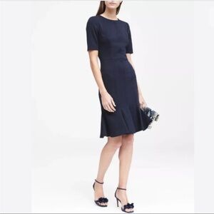 Banana Republic Button-Back Trumpet Dress, Navy